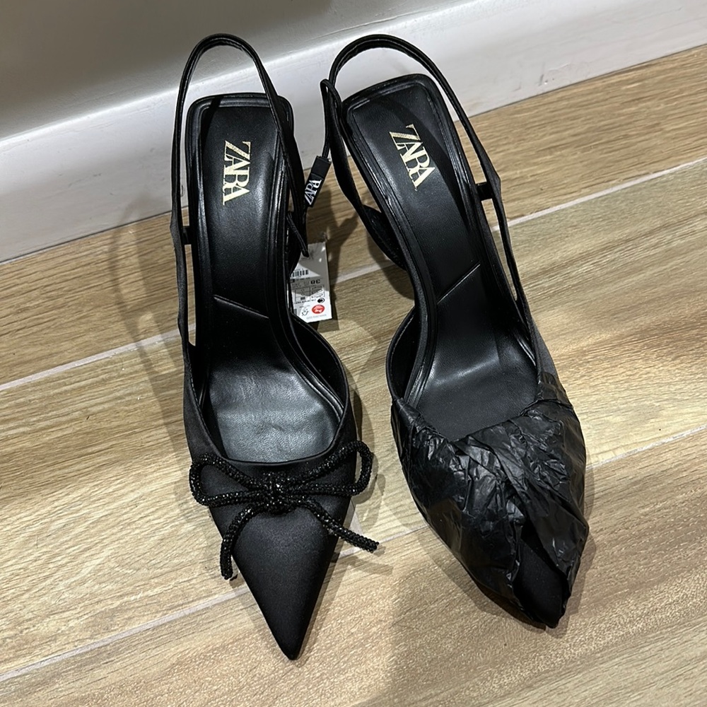 Zara Rhinestone bow heels